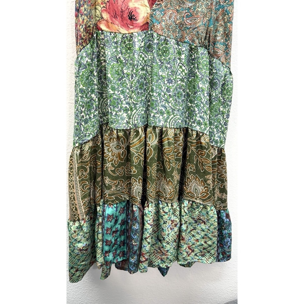 Y2k Paani Babydoll Patchwork Mini Dress Indie Festival Sundress Sz M Tiered Boho - Picture 3 of 11